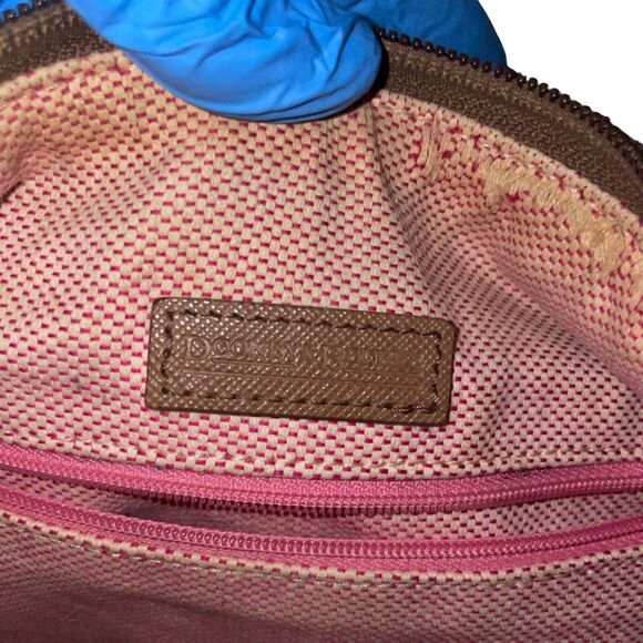 Dooney & Bourke Signature East/West Shoulder Bag in Brown Canvas w Leather Trim - Picture 6 of 12